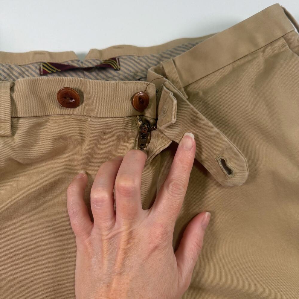 Brooks Brothers Men’s 36x34 Red Fleece Chino Pants Stretch Cotton Tan Flat Front - Picture 5 of 7